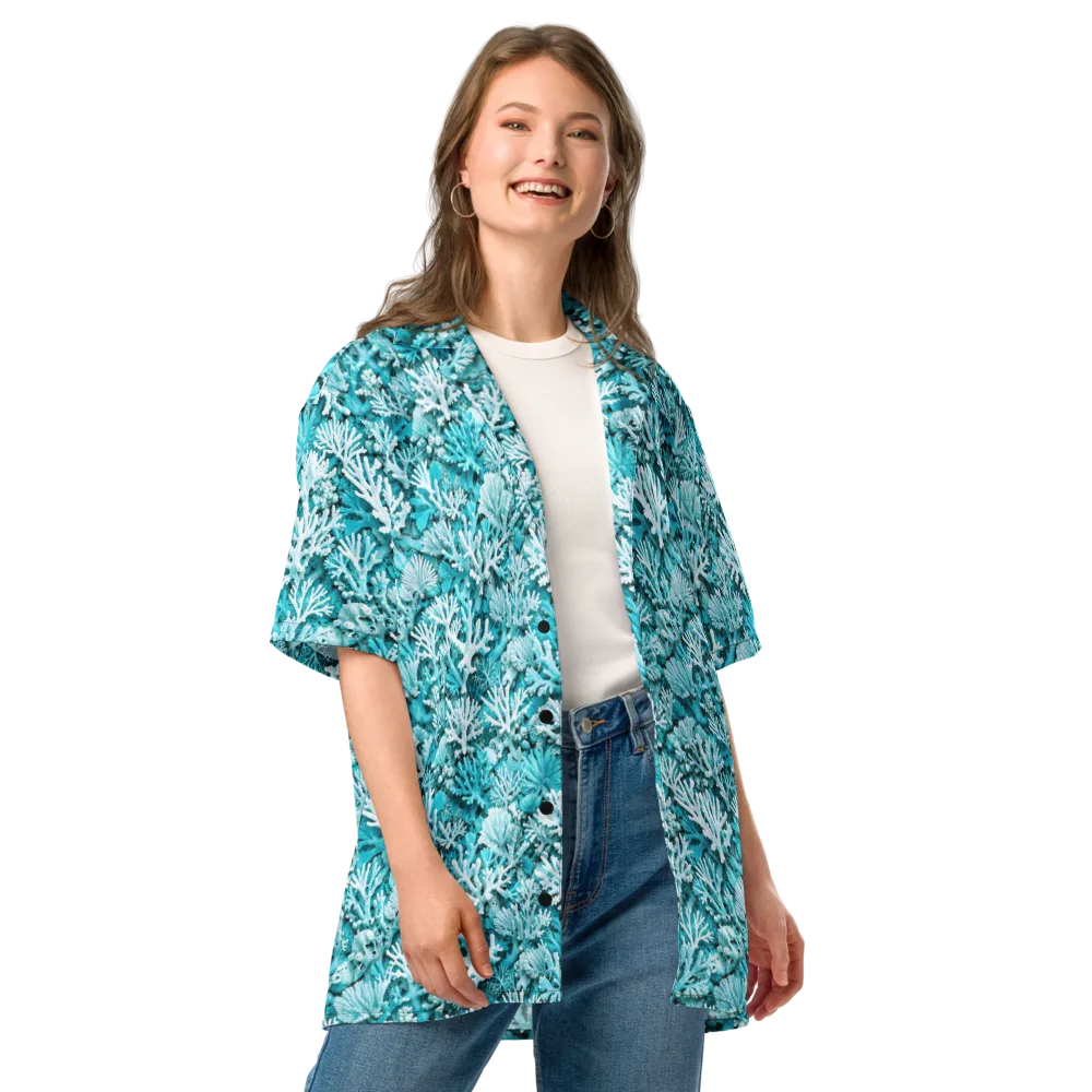 Aqua Garden on Button Shirt — Front