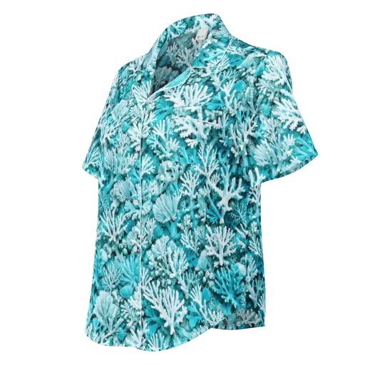 Aqua Garden on a Women's Short Sleeve Pajama Top