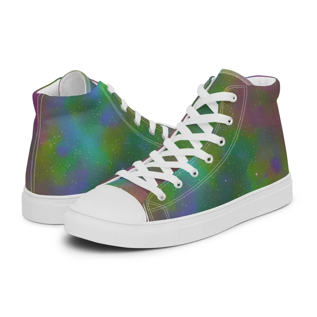 Stardust Reverie on Men's High Top Canvas Shoes — Left