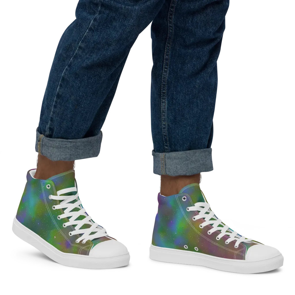 Stardust Reverie on Men's High Top Canvas Shoes — Right