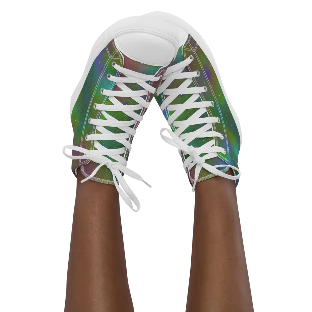 Stardust Reverie on Women's High Top Canvas Shoes — Front