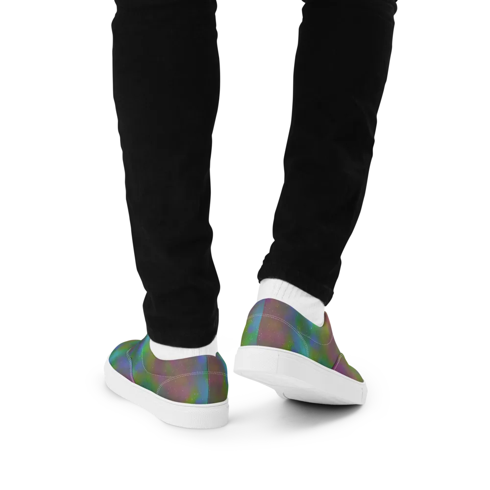 Stardust Reverie on Men's Lace-Up Canvas Shoes — Back