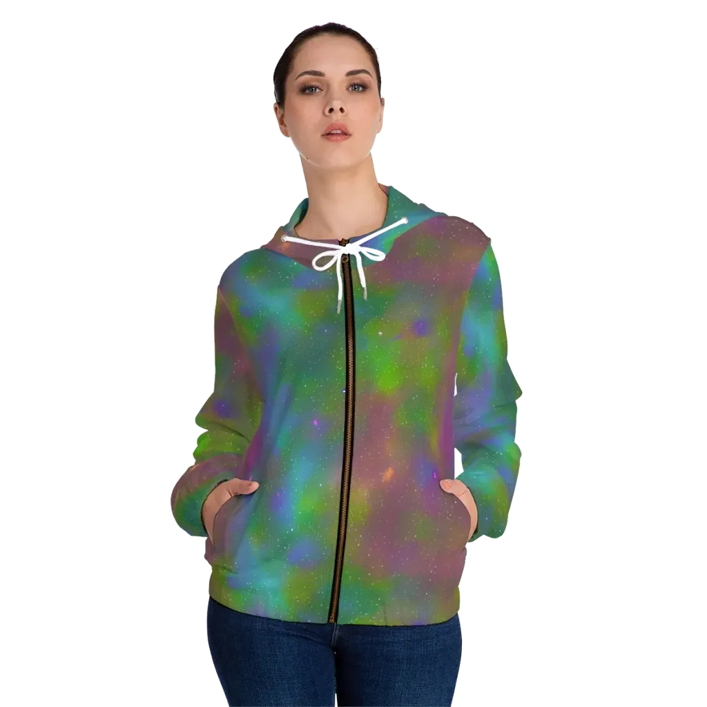 Stardust Reverie on Women's Full-Zip Hoodie — Front On Person