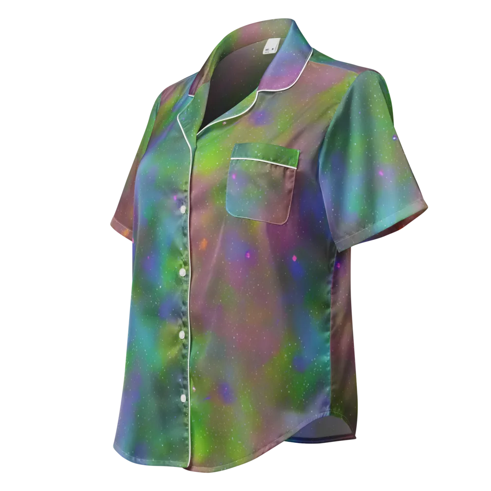 Stardust Reverie on Women's Short Sleeve Pajama Top — Left Front