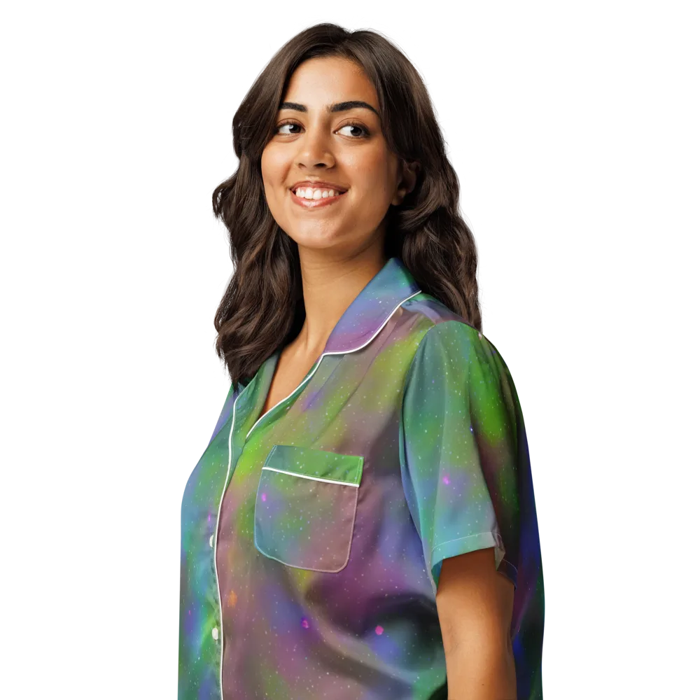 Stardust Reverie on Women's Short Sleeve Pajama Top — Left Front