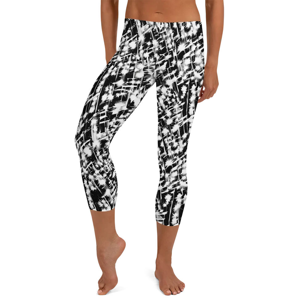 Noir Bloom on Capri Leggings — Front