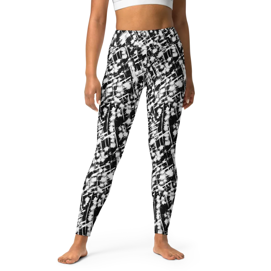 Noir Bloom on Yoga Leggings — Front