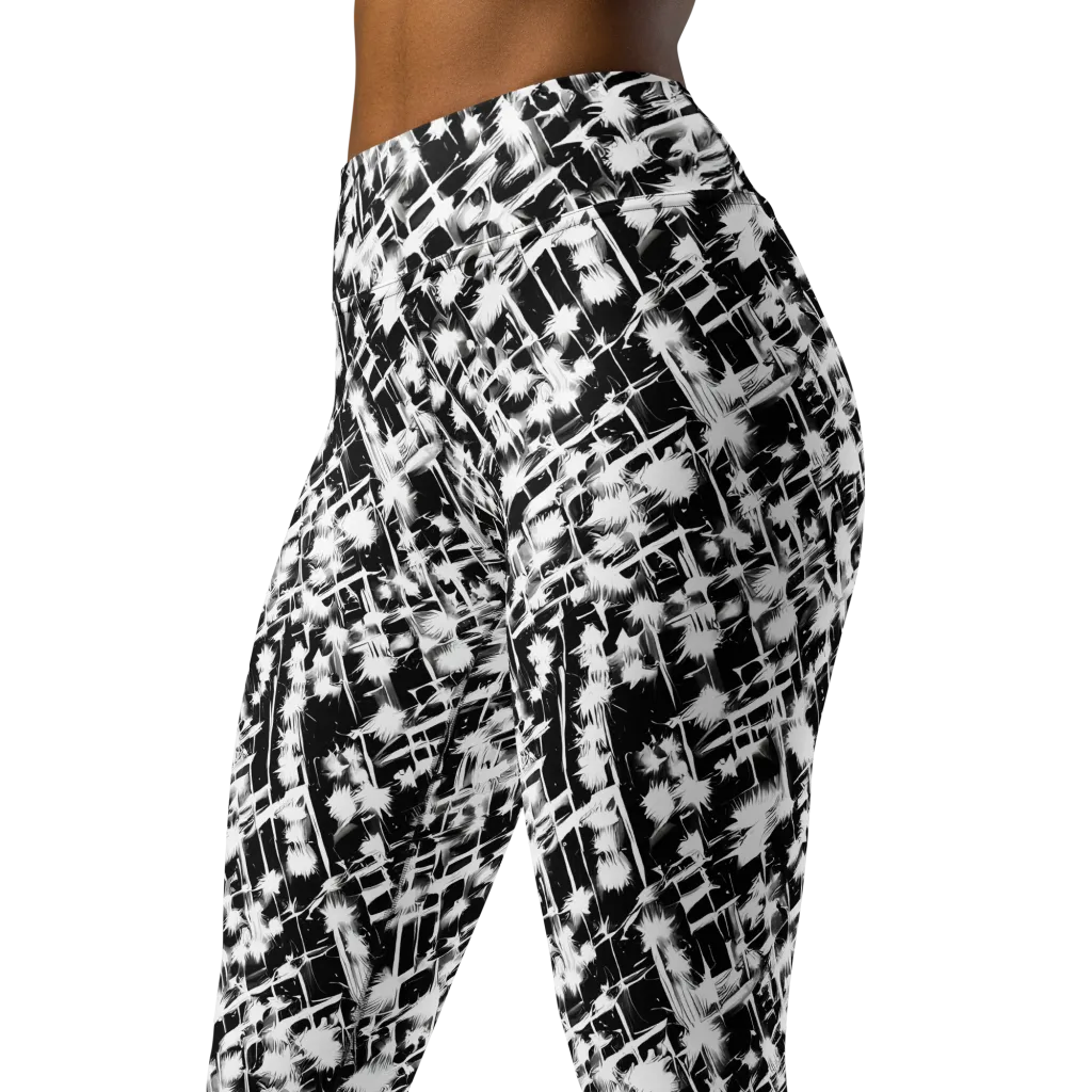 Noir Bloom on Yoga Leggings — Left Front