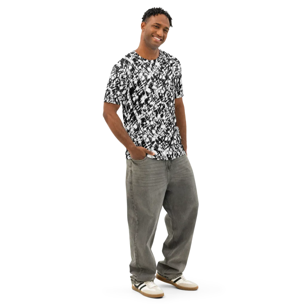 Noir Bloom on Men's Cotton Crew Neck T-Shirt — Right Front