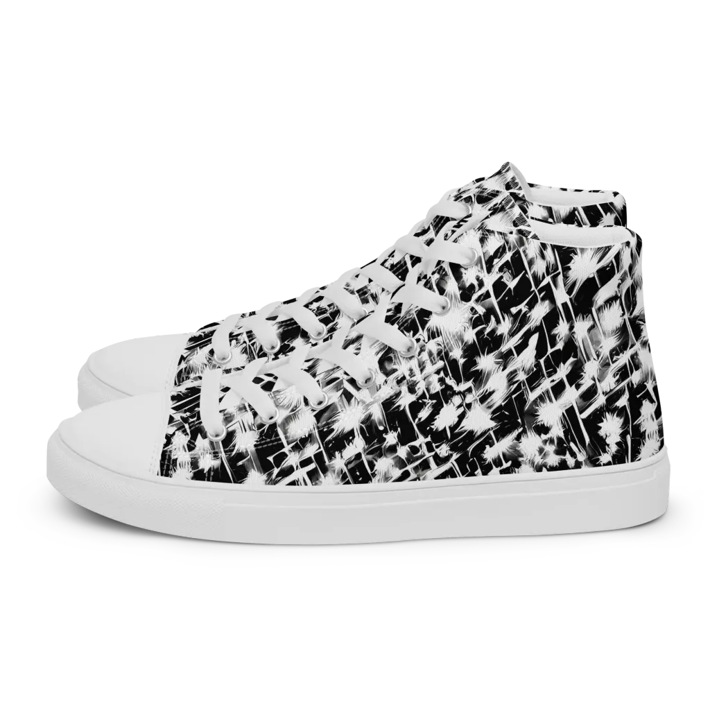 Noir Bloom on Men's High Top Canvas Shoes — Left