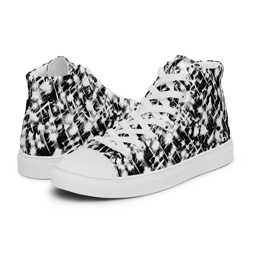 Noir Bloom on Men's High Top Canvas Shoes — Left