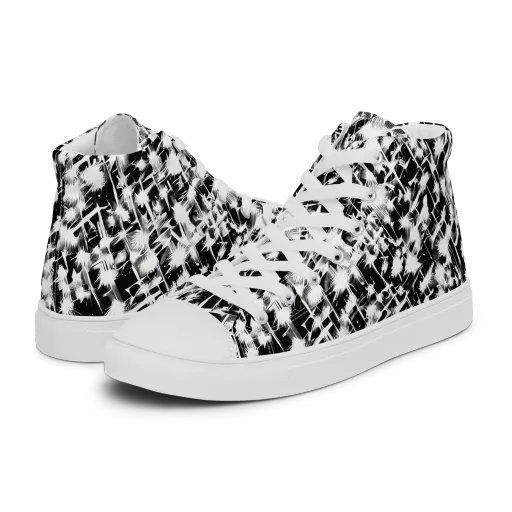 Noir Bloom on a Men's High Top Canvas Shoes