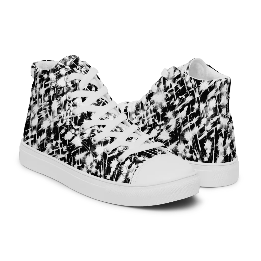 Noir Bloom on Men's High Top Canvas Shoes — Right