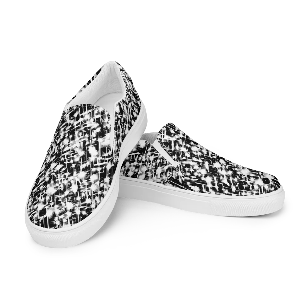 Noir Bloom on Men's Slip-On Canvas Shoes — Left Front