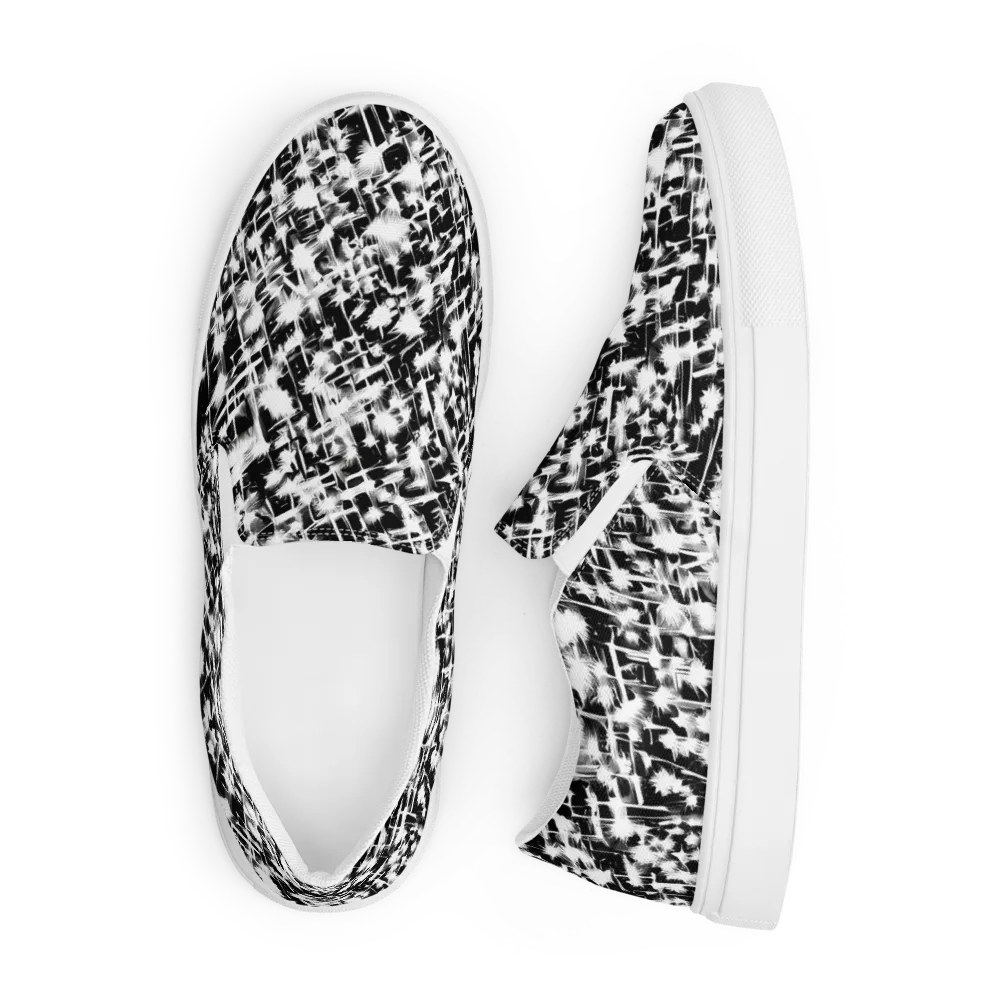 Noir Bloom on Men's Slip-On Canvas Shoes — Front