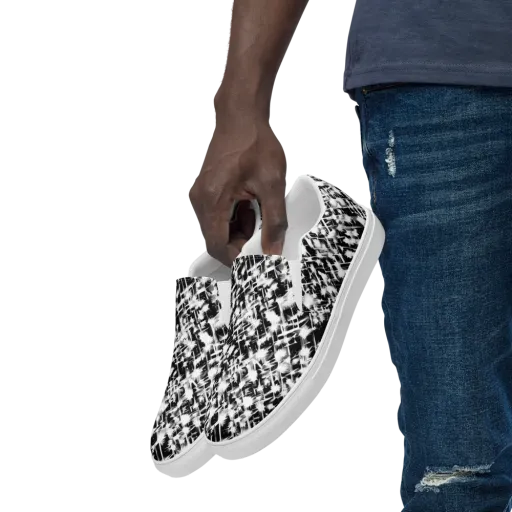 Noir Bloom on a Men's Slip-On Canvas Shoes