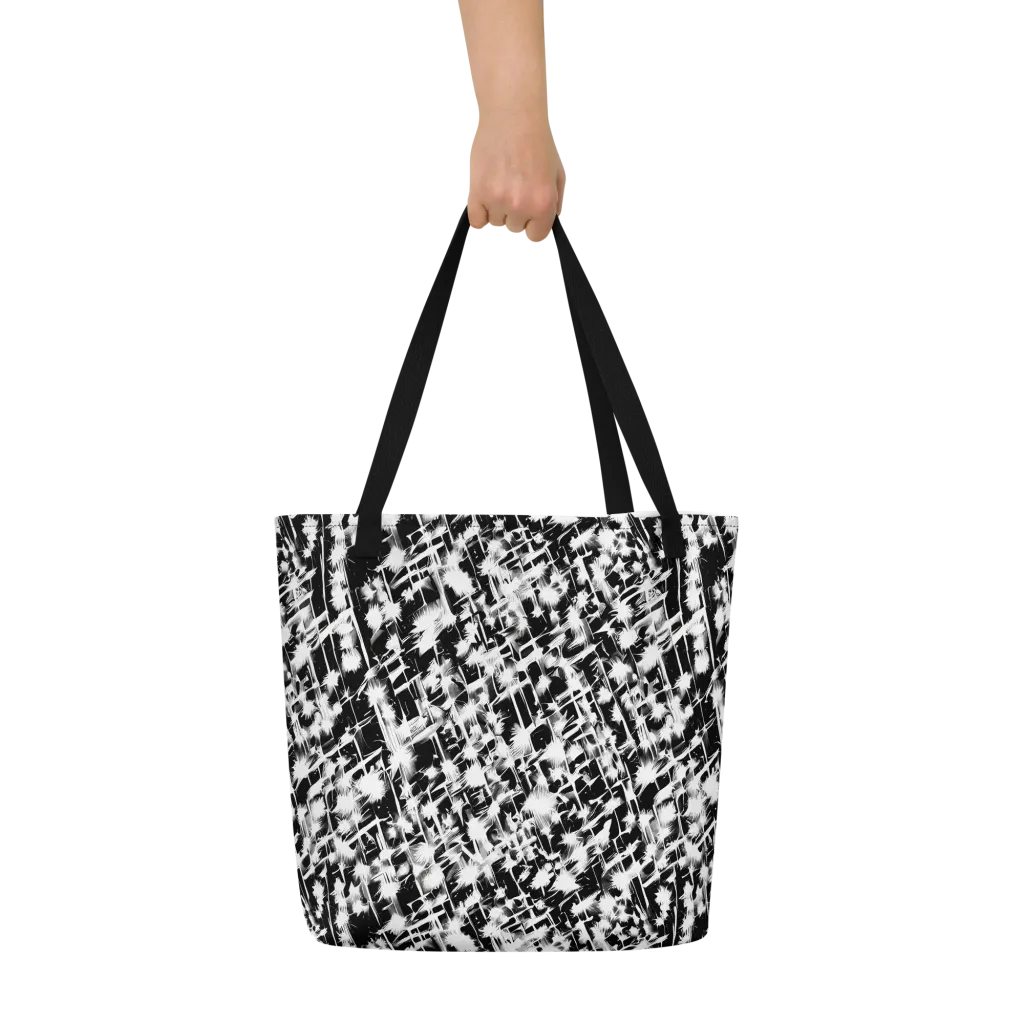 Noir Bloom on Large Tote Bag W/ Pocket — Front