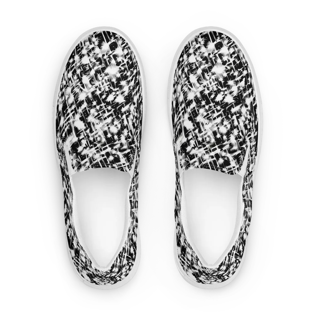 Noir Bloom on Women's Slip-On Canvas Shoes — Front