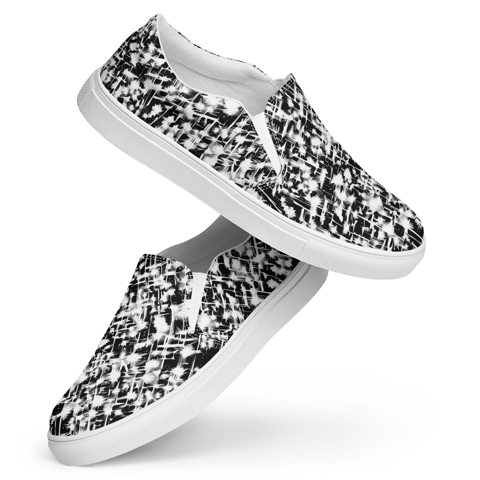 Noir Bloom on Women's Slip-On Canvas Shoes — Front