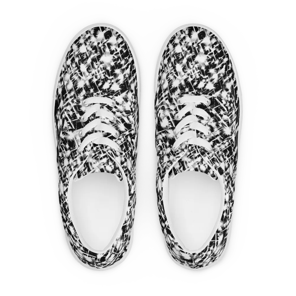 Noir Bloom on Men's Lace-Up Canvas Shoes — Front