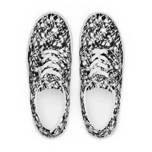 Noir Bloom on a Men's Lace-Up Canvas Shoes