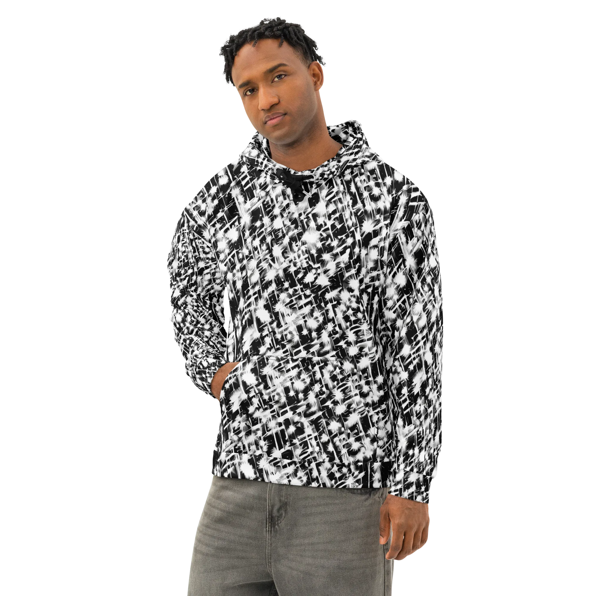 Noir Bloom on Cotton Hoodie — Left Front