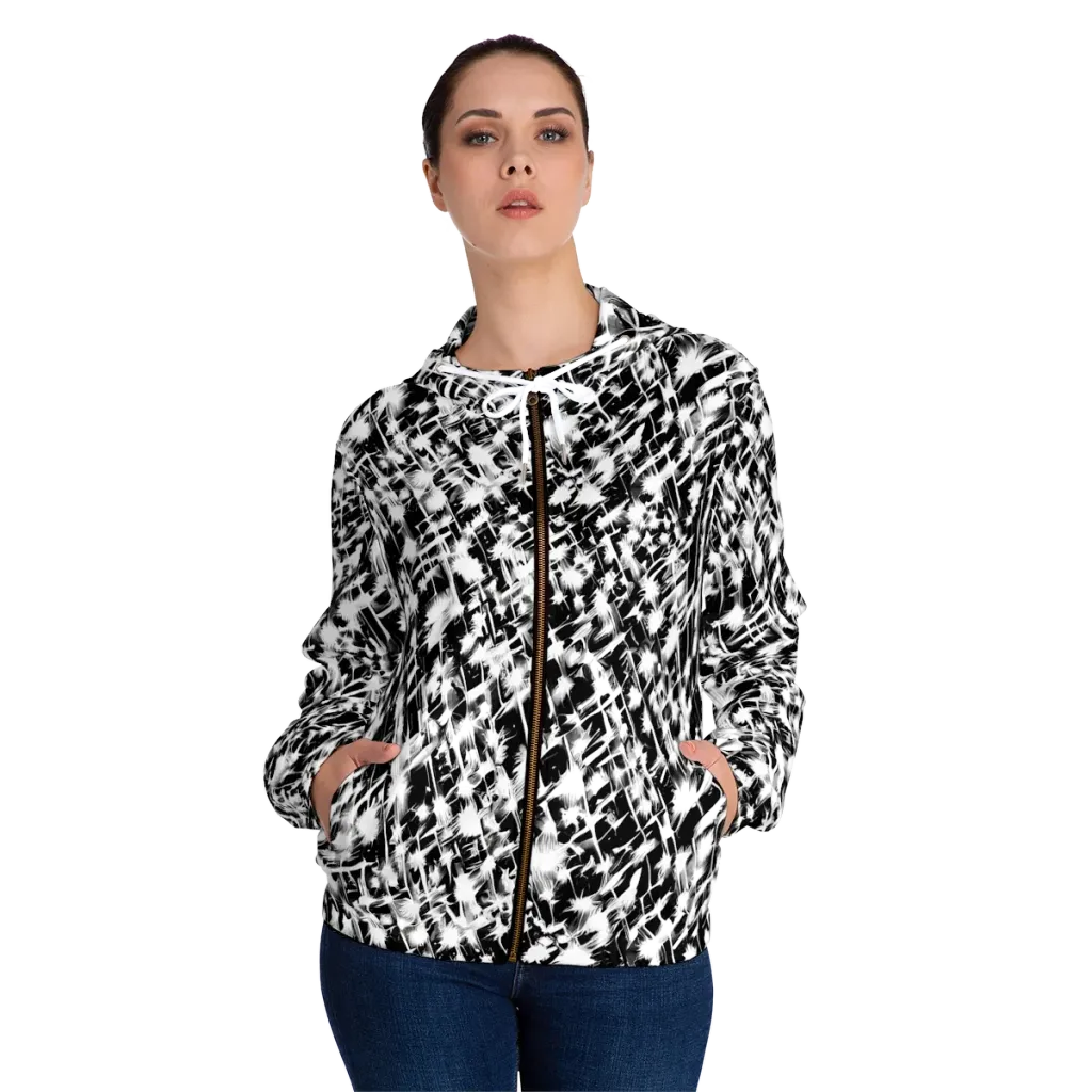 Noir Bloom on Women's Full-Zip Hoodie — Front On Person