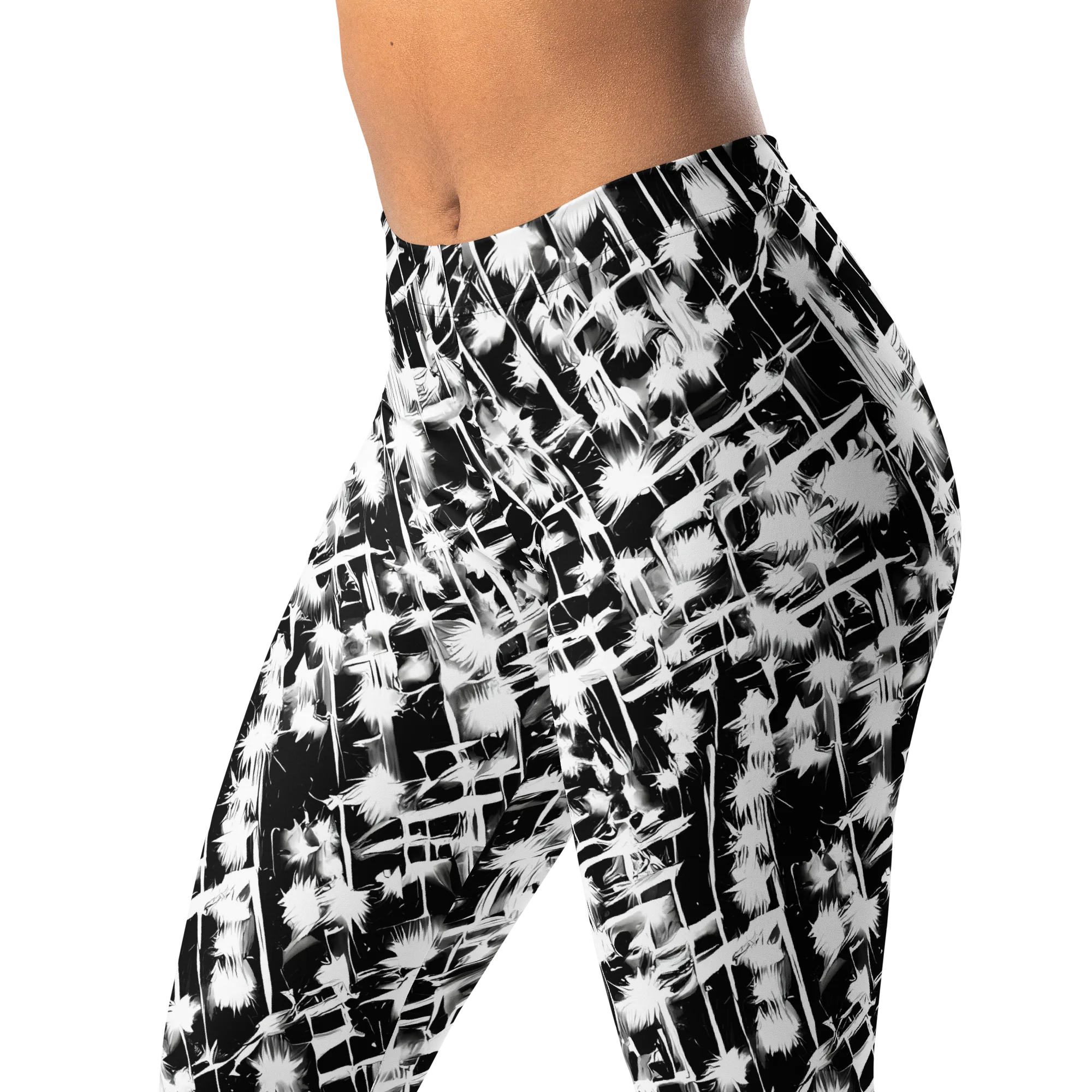 Noir Bloom on Leggings — Left Front