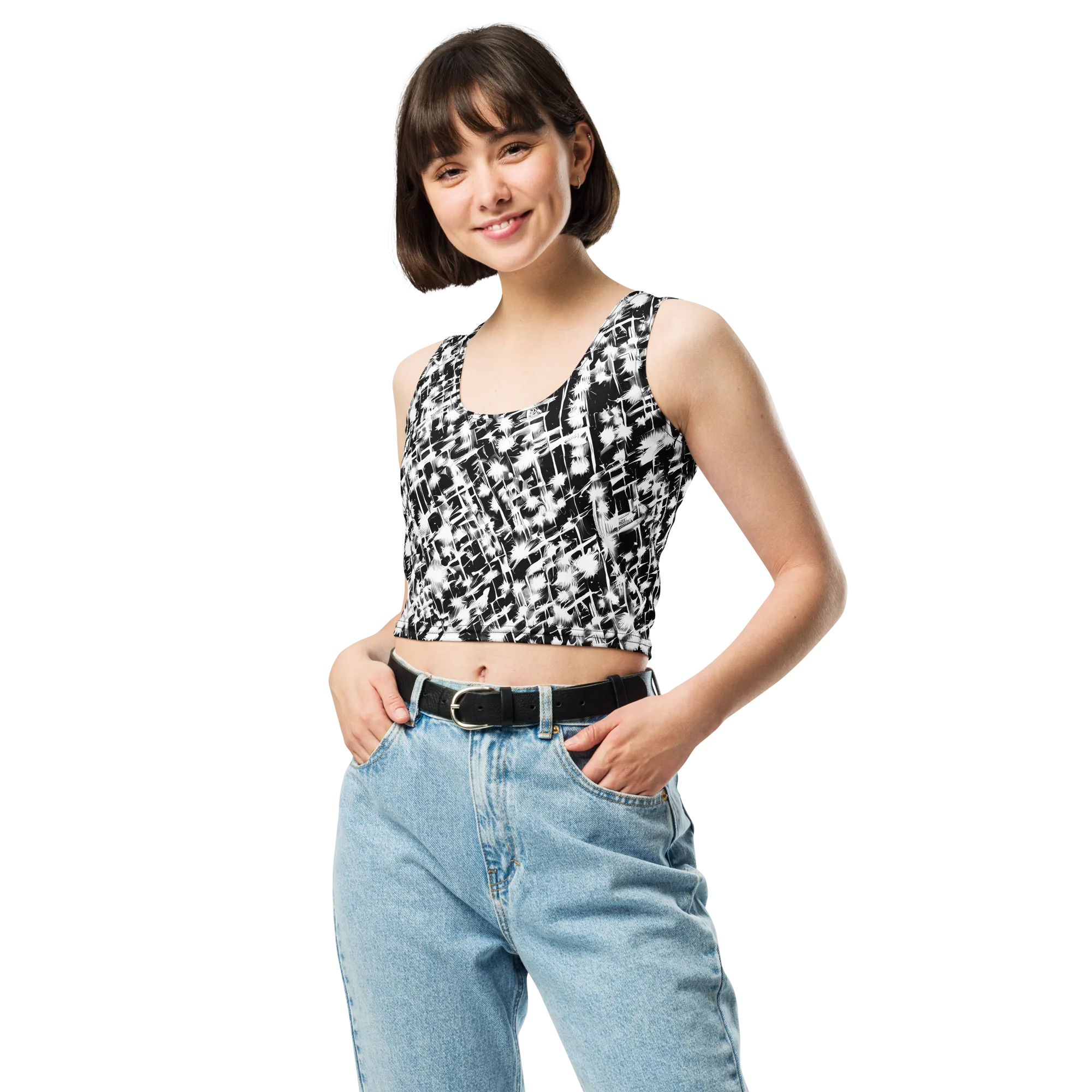 Noir Bloom on Crop Top — Front