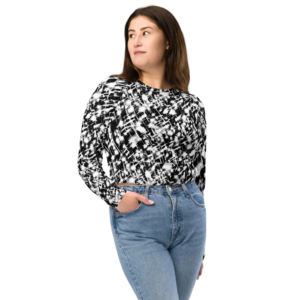 Noir Bloom on Long Sleeve Crop Top — Front