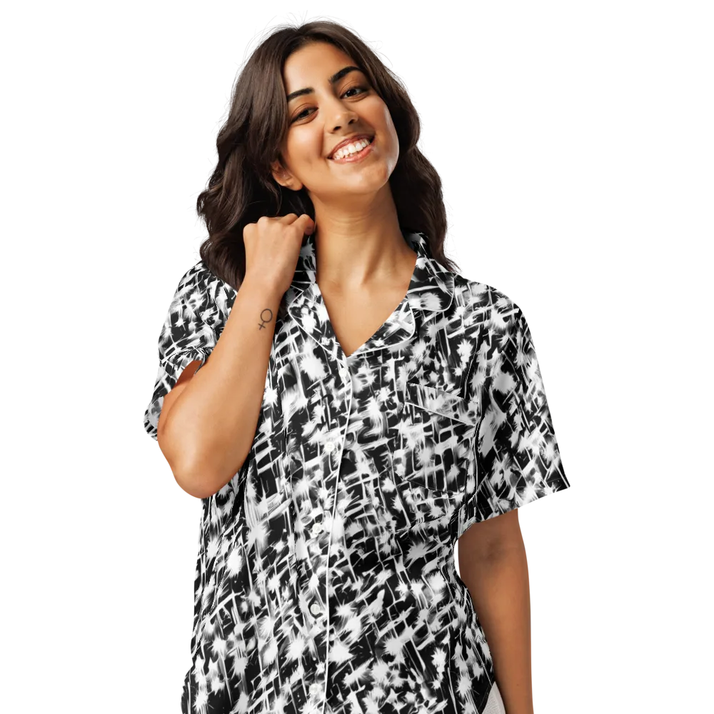 Noir Bloom on Women's Short Sleeve Pajama Top — Front