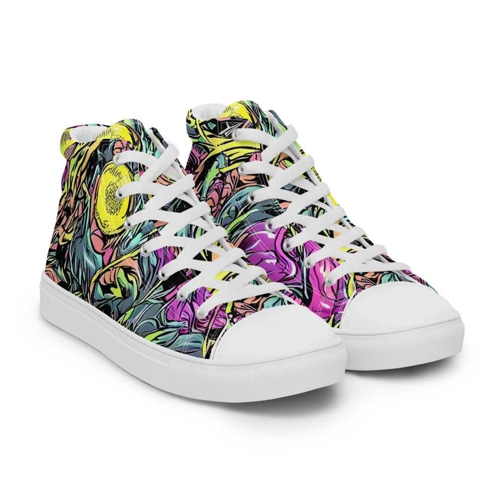 Prism Garden on Men's High Top Canvas Shoes — Right Front