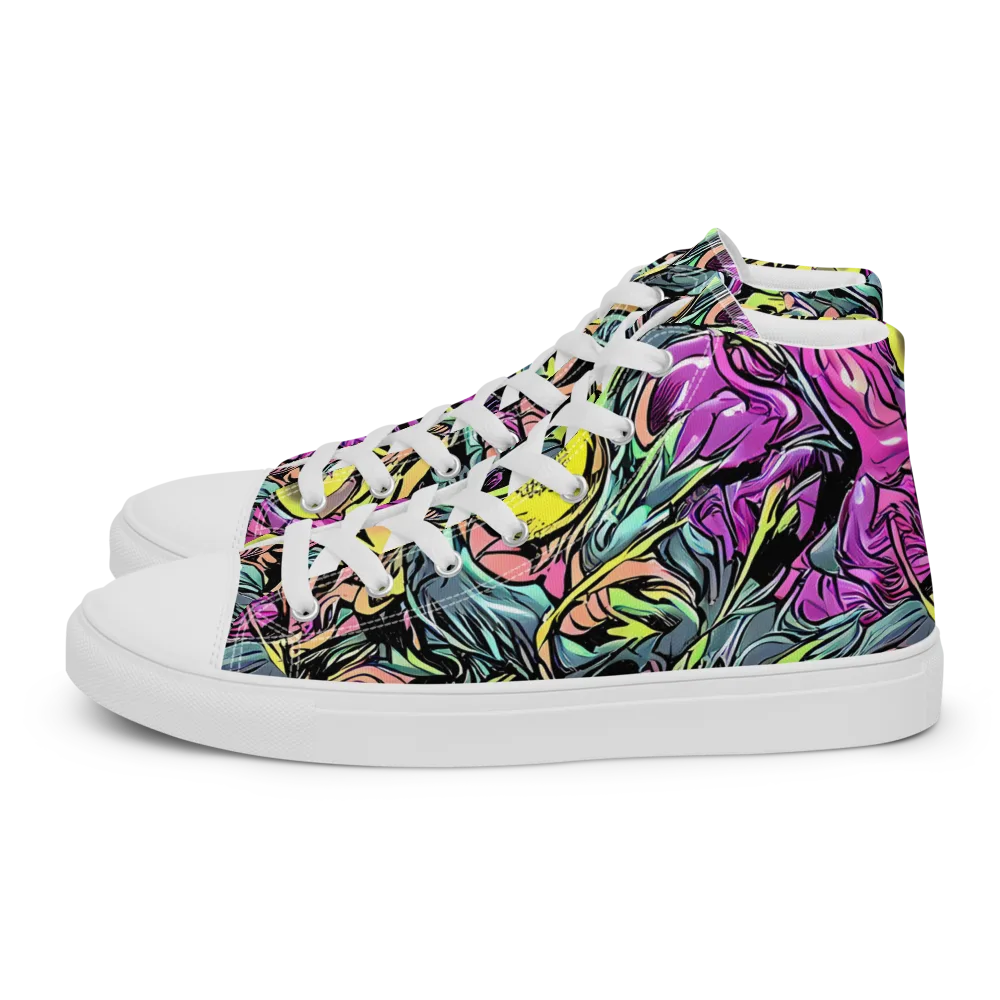 Prism Garden on Men's High Top Canvas Shoes — Left