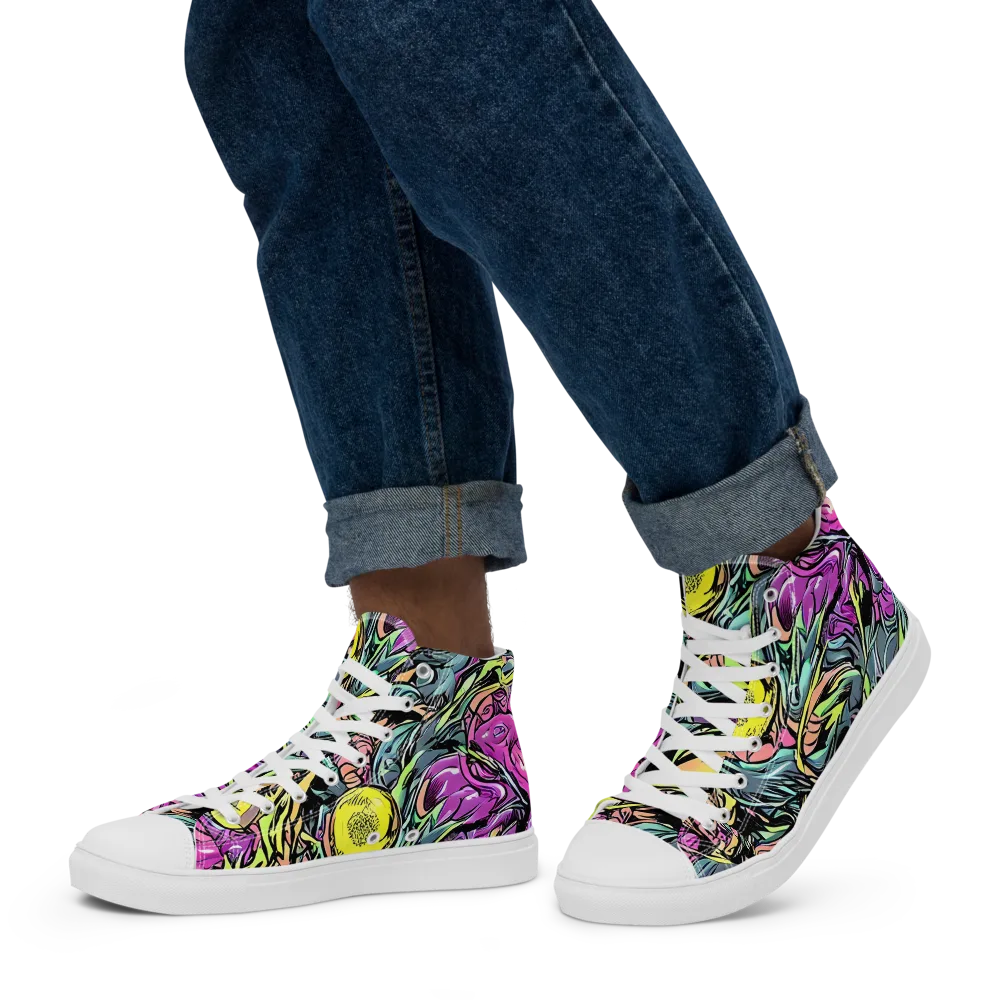 Prism Garden on Men's High Top Canvas Shoes — Left