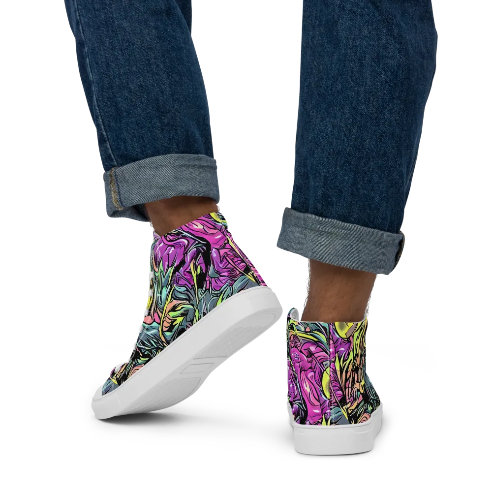Prism Garden on Men's High Top Canvas Shoes — Back