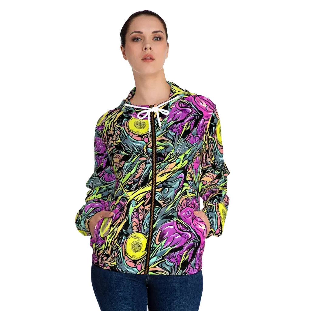 Prism Garden on Women's Full-Zip Hoodie — Front On Person