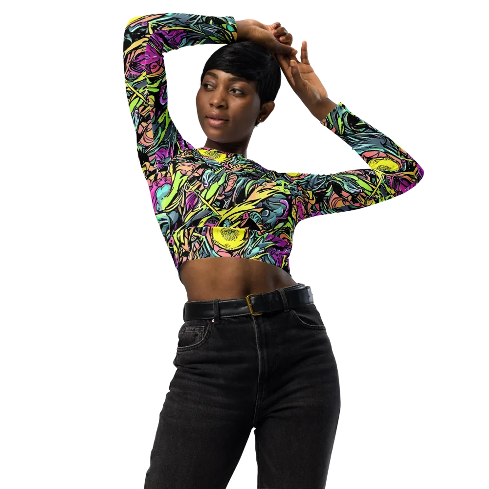 Prism Garden on Long Sleeve Crop Top — Front