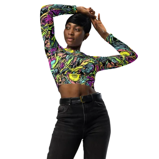 Prism Garden on a Long Sleeve Crop Top