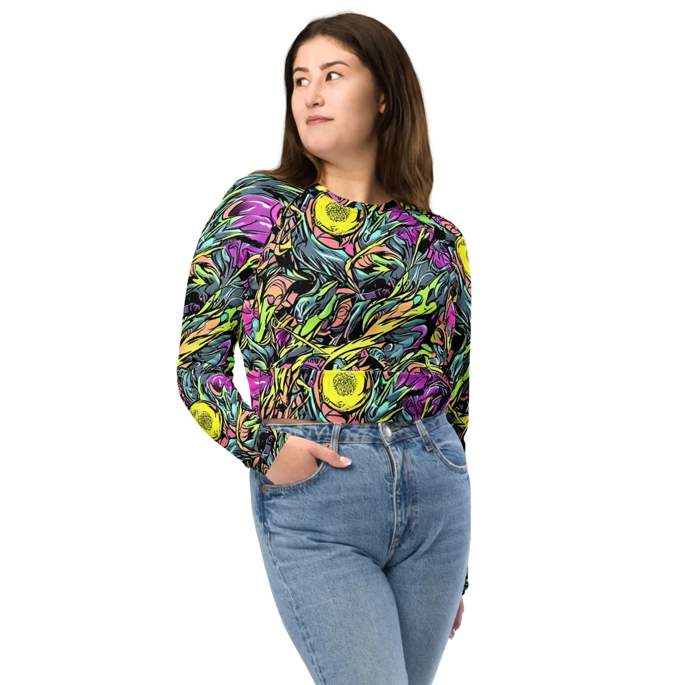 Prism Garden on Long Sleeve Crop Top — Front
