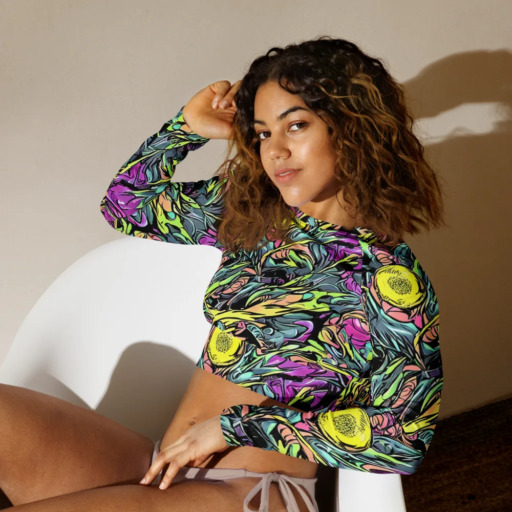 Prism Garden on Long Sleeve Crop Top — Left Front