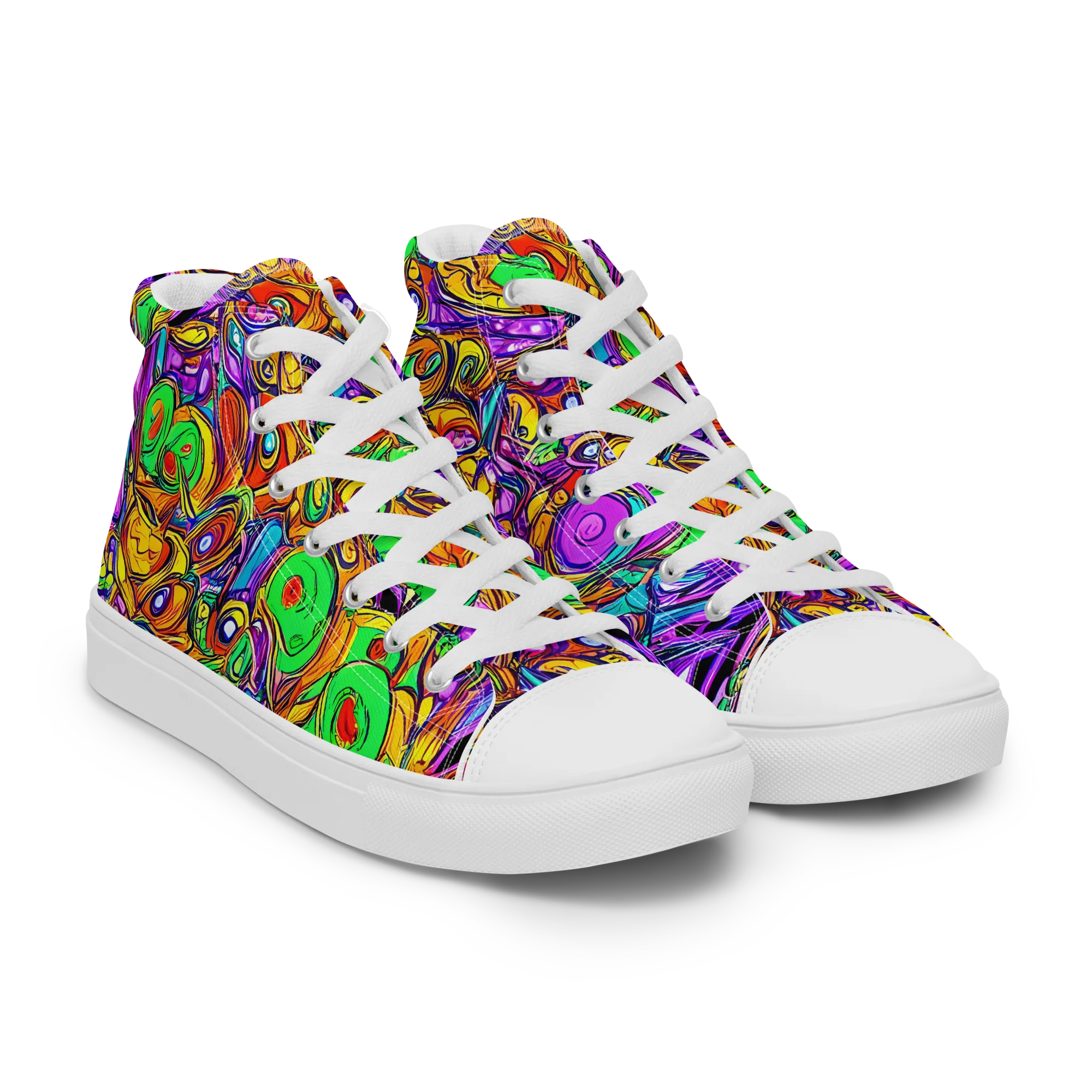 The Vivid Labyrinth on Men's High Top Canvas Shoes — Right Front