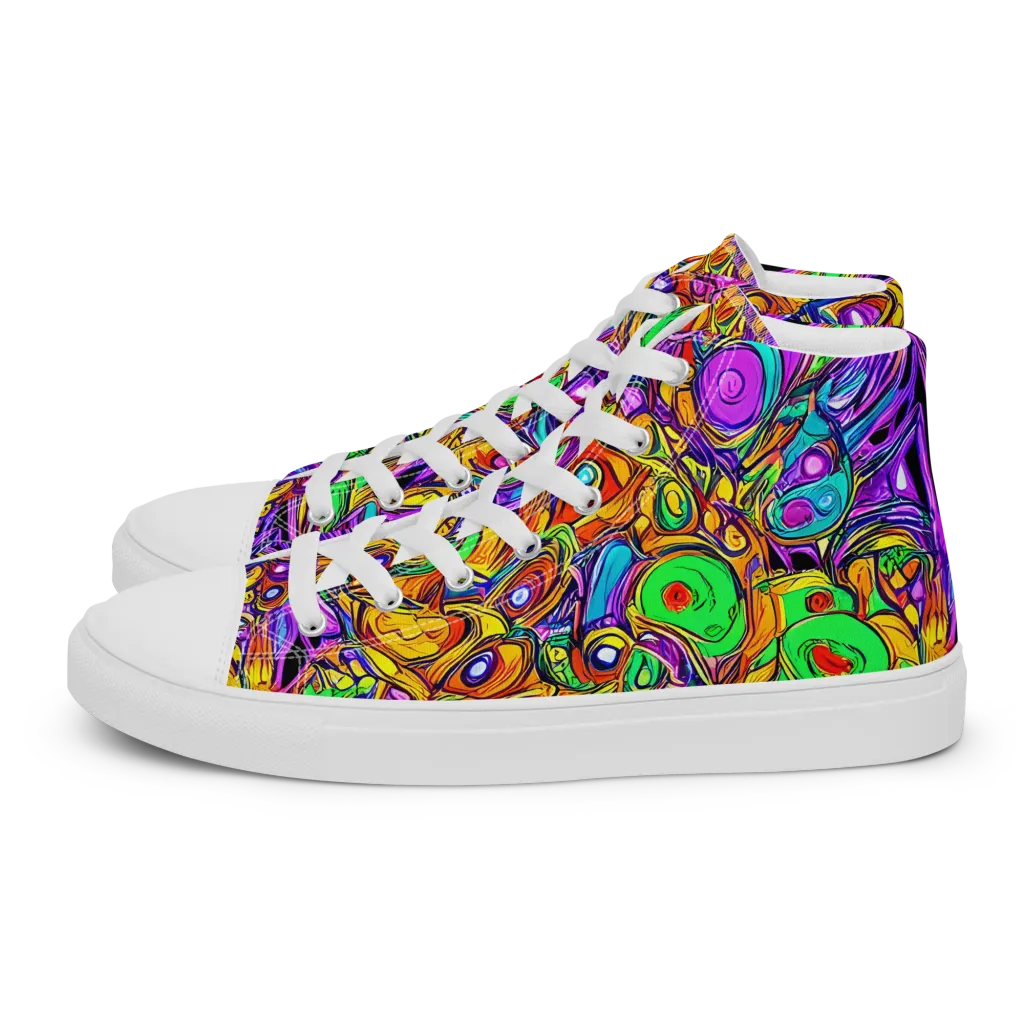 The Vivid Labyrinth on Men's High Top Canvas Shoes — Left