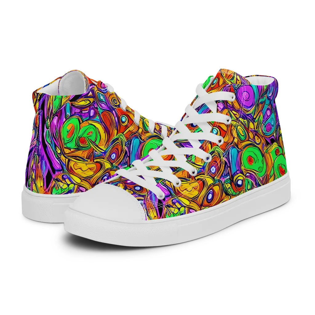 The Vivid Labyrinth on Men's High Top Canvas Shoes — Left