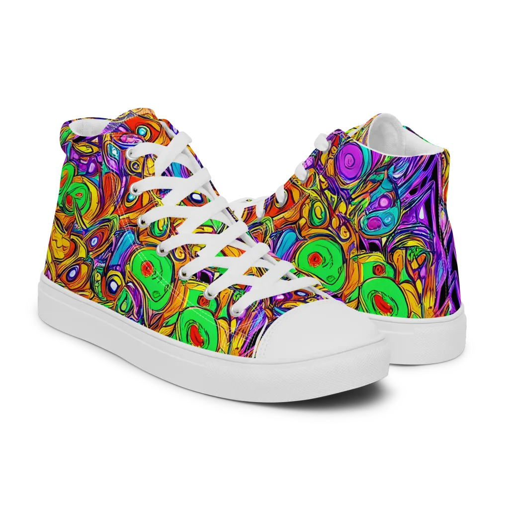 The Vivid Labyrinth on Men's High Top Canvas Shoes — Right