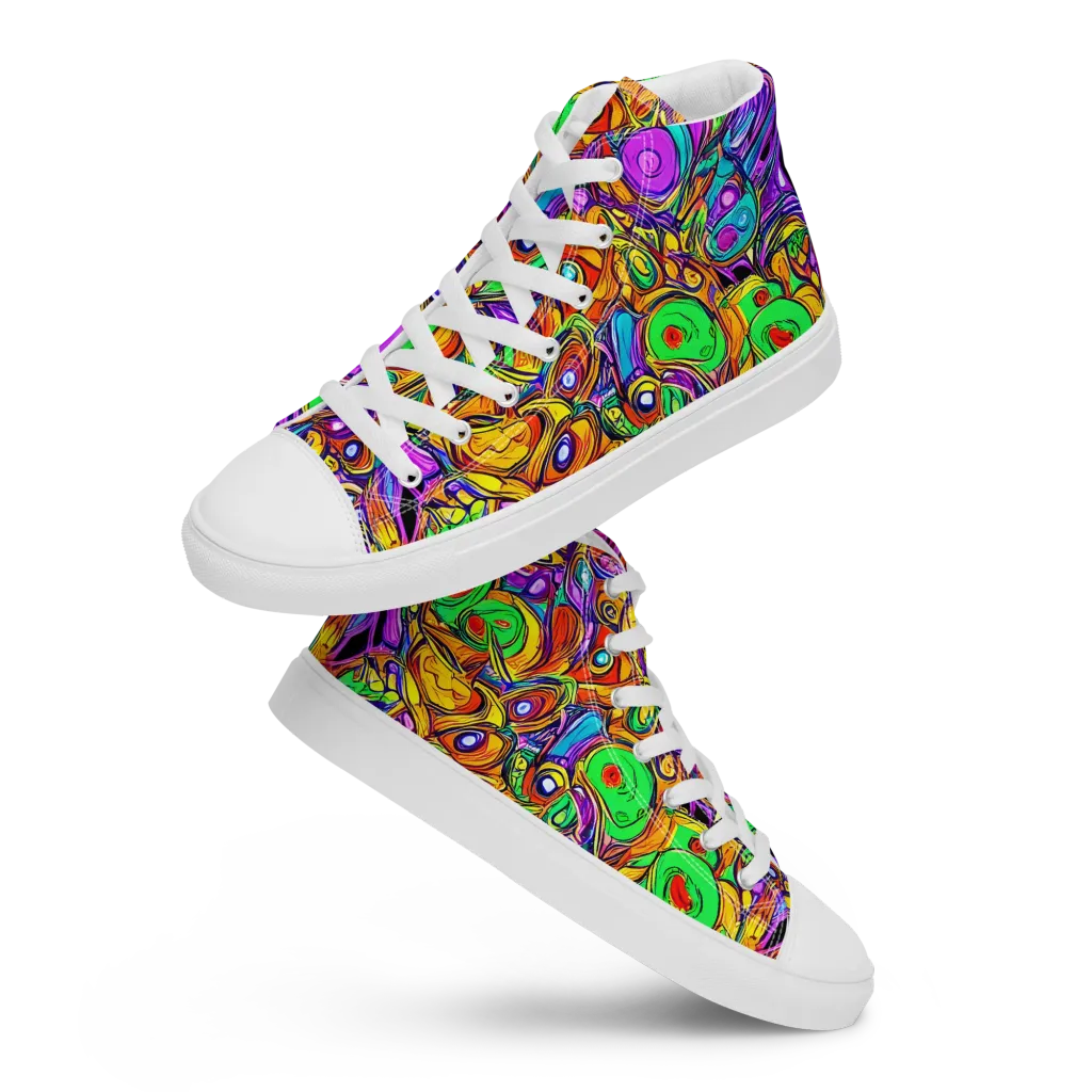 The Vivid Labyrinth on Men's High Top Canvas Shoes — Front
