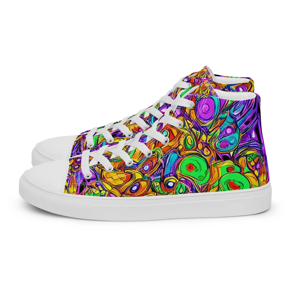 The Vivid Labyrinth on Women's High Top Canvas Shoes — Left