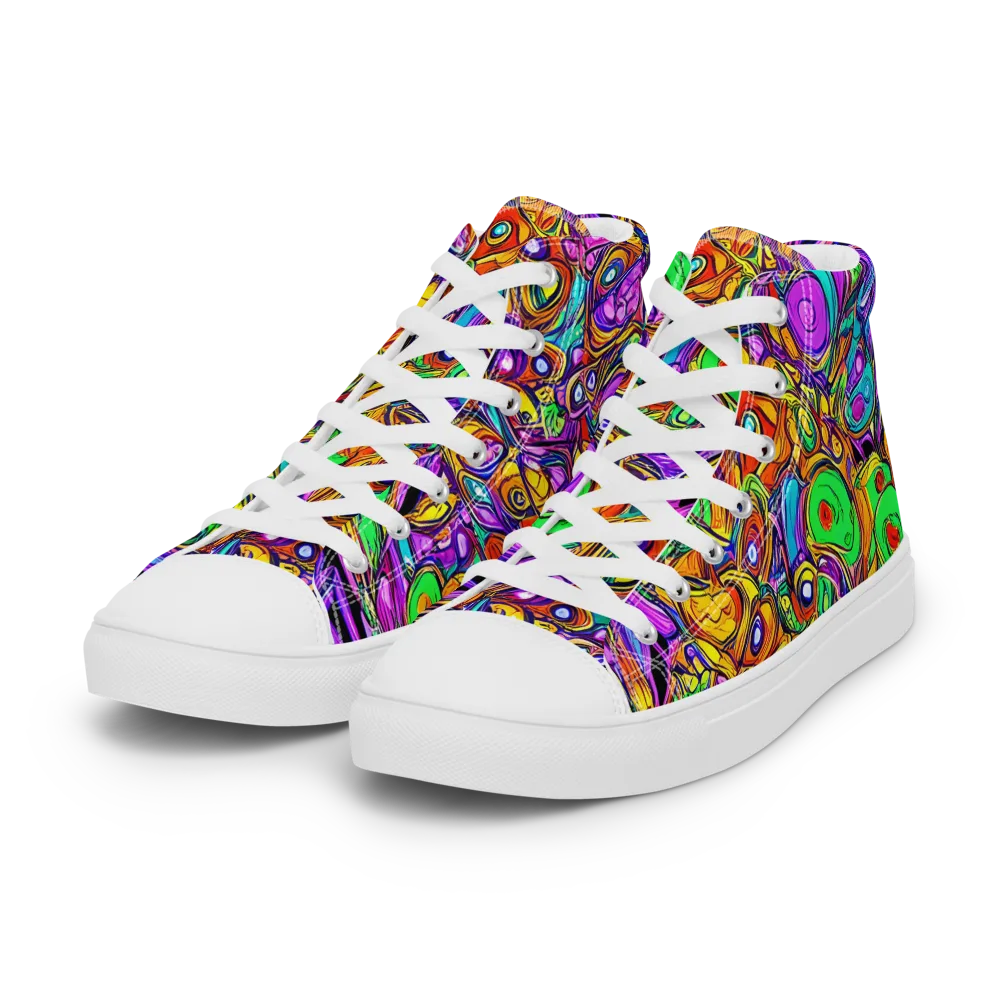The Vivid Labyrinth on Women's High Top Canvas Shoes — Left Front