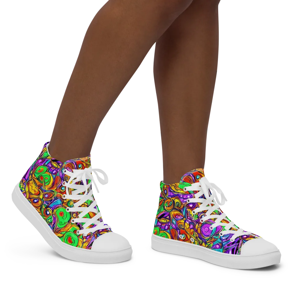 The Vivid Labyrinth on Women's High Top Canvas Shoes — Right