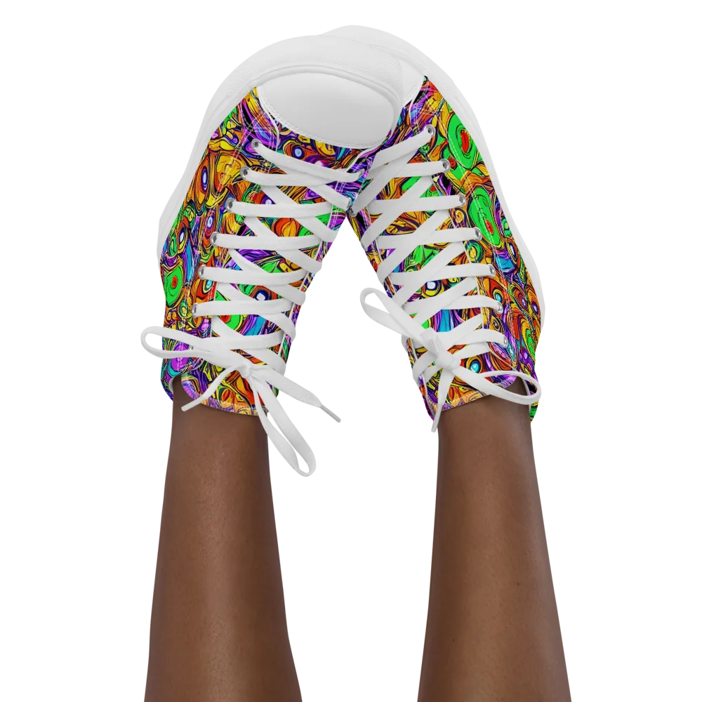 The Vivid Labyrinth on Women's High Top Canvas Shoes — Front