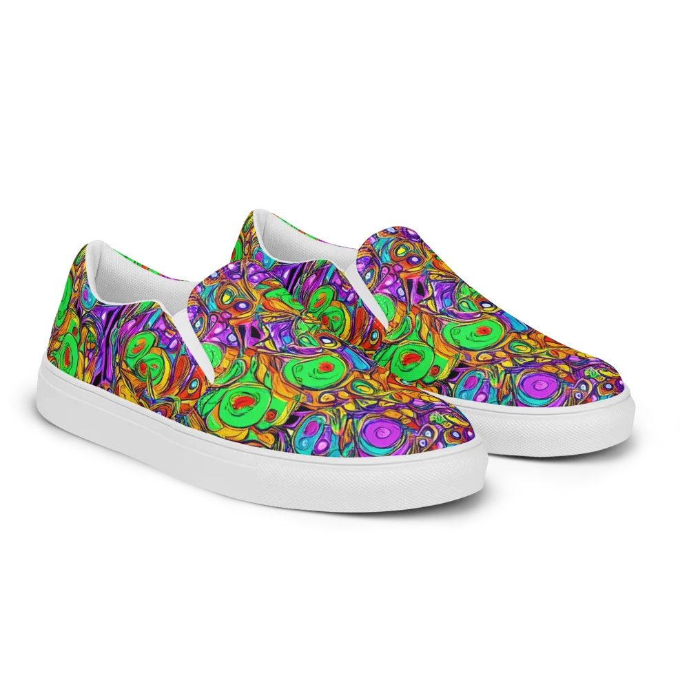The Vivid Labyrinth on Men's Slip-On Canvas Shoes — Right Front